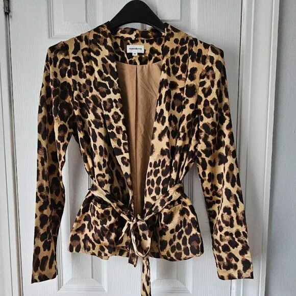 Leopard Satin Blazer - Picture 1 of 6